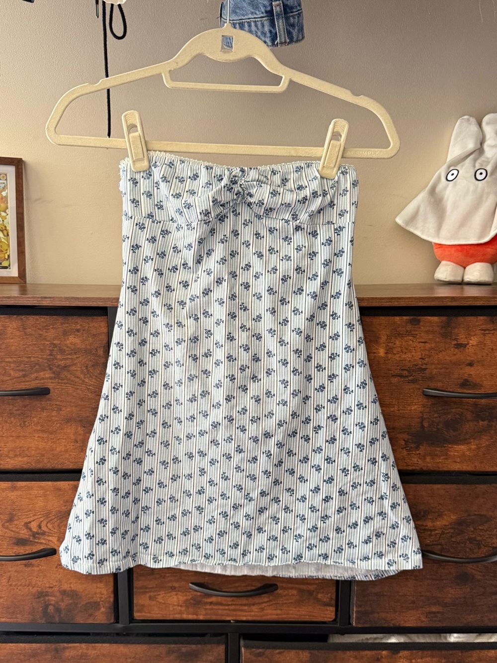 Motel Rocks Blue Floral Stripe A-Line Dress - Javaya
